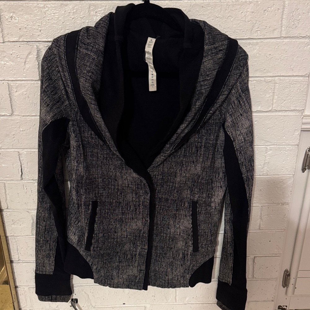 lululemon athletica Black and Gray Hooded Zip Jacket